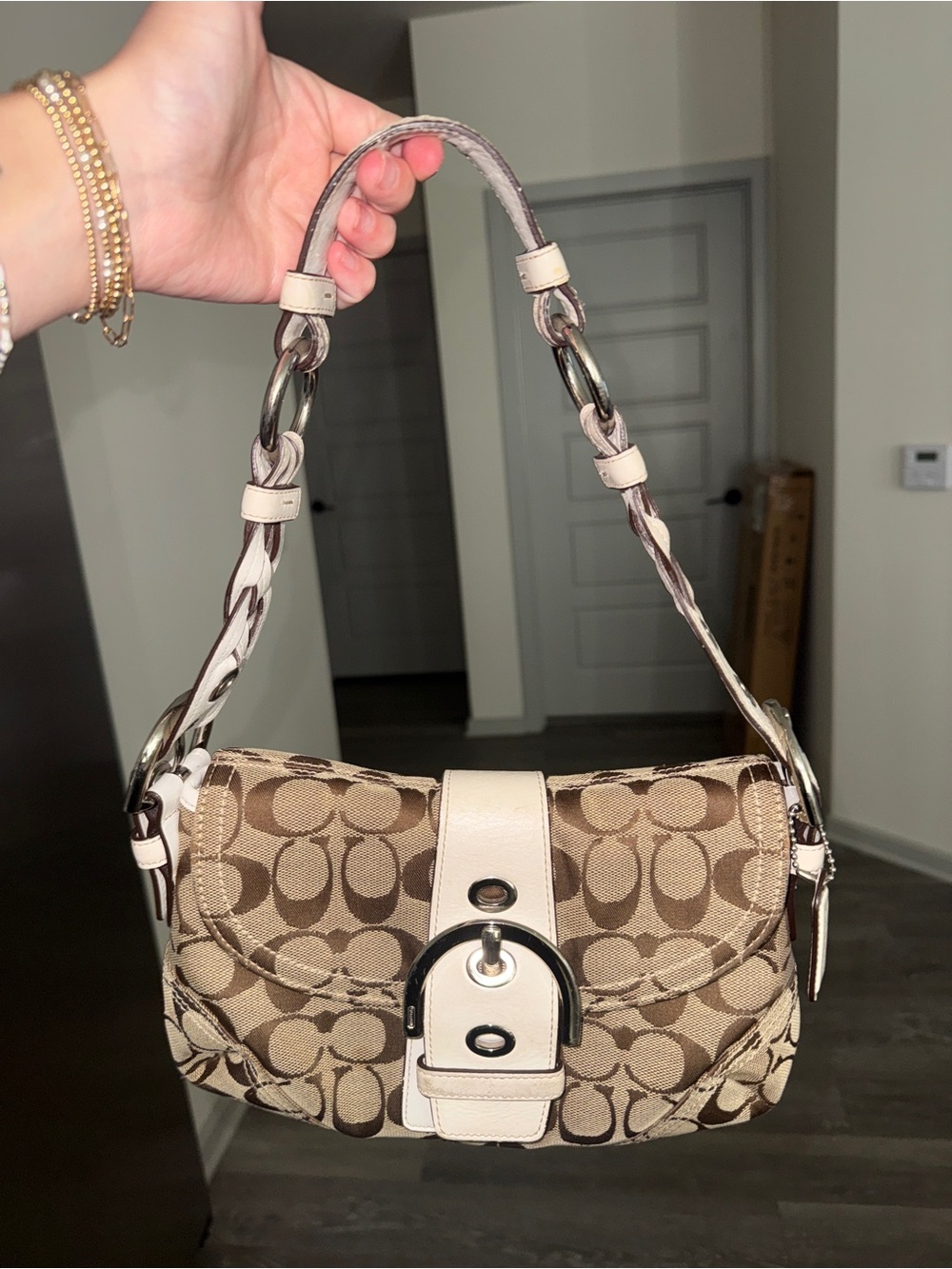 Coach Y2K Soho Signature Canvas Shoulder Bag in Tab and Cream